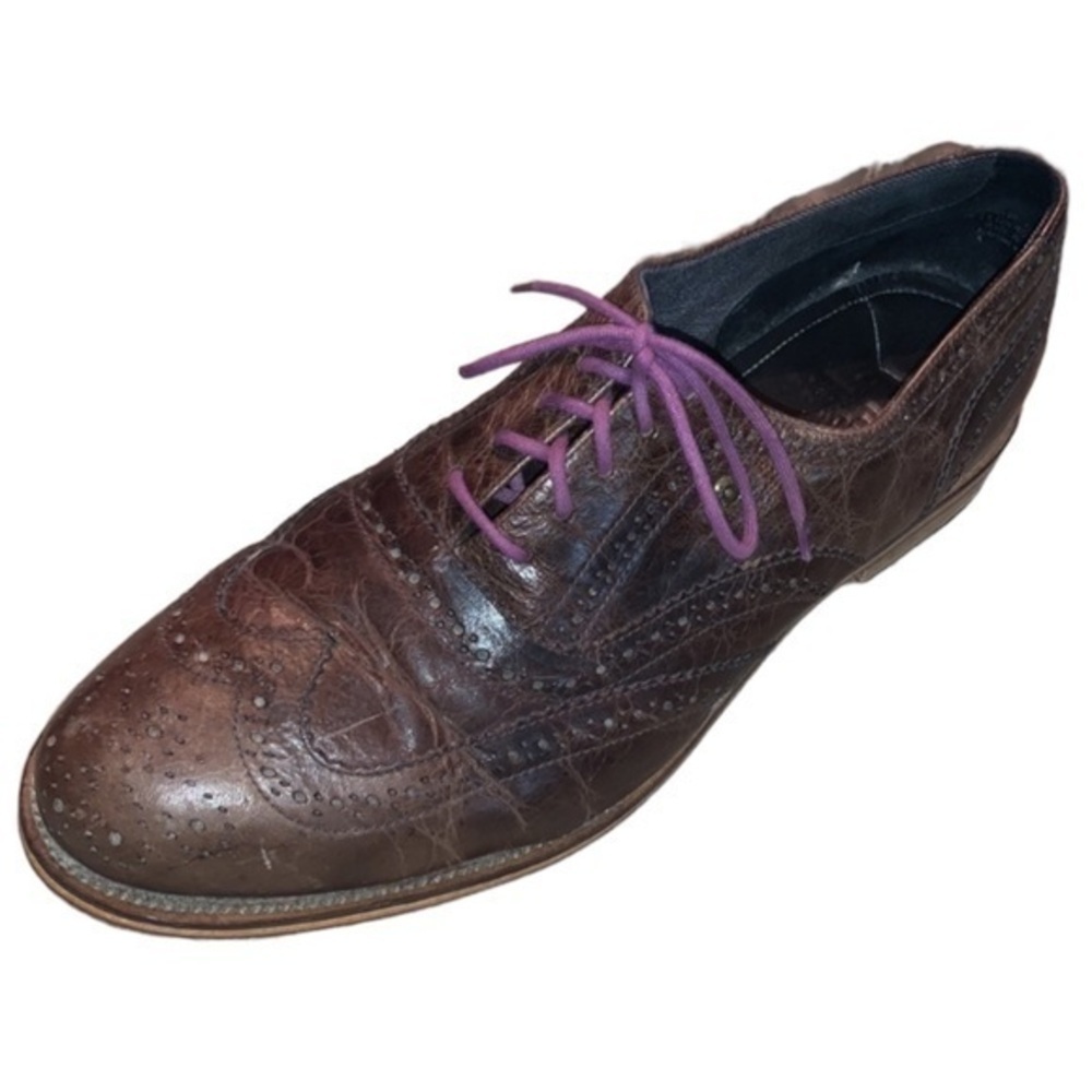 J Shoes Charlie Wingtip Oxfords Brown Distressed Leather Mens Lace Up Shoe Sz 11